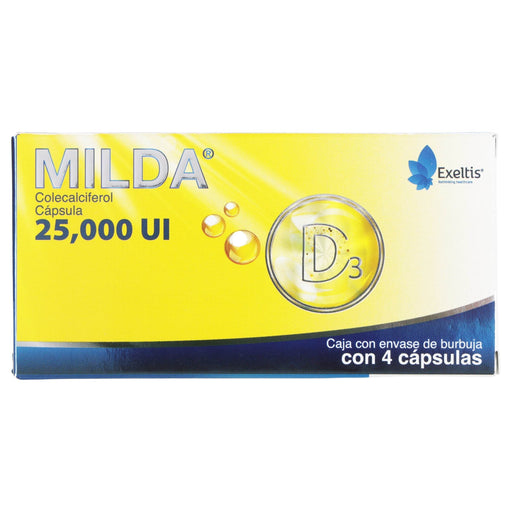 Milda 25000Unid Con 4 Capsulas (Colecalciferol) - WeCare Pharma