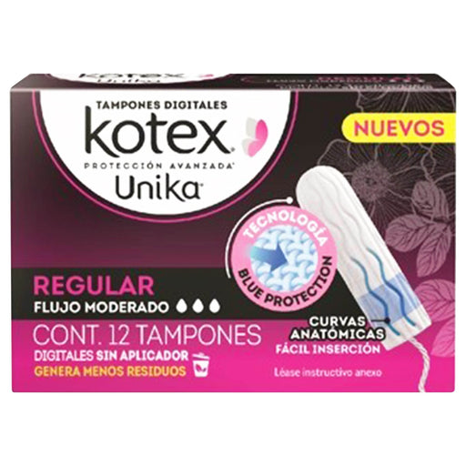 Tampones Kotex Unika Regular Flujo Moderado Con 12 - WeCare Pharma