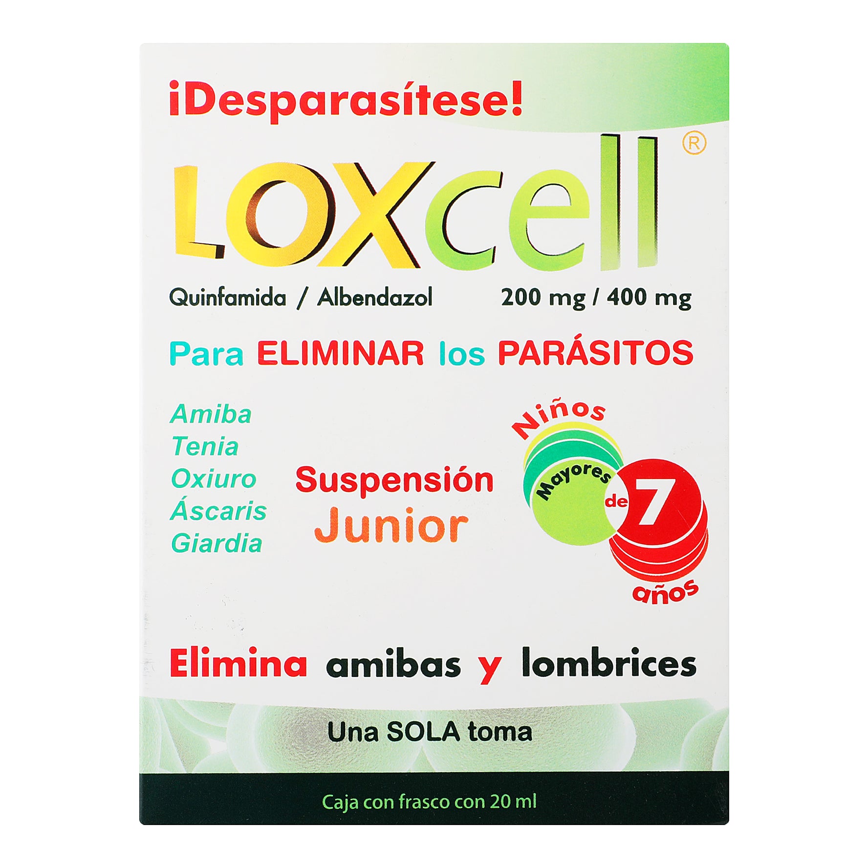 Loxcell Junior Suspensión 400Mg/200Mg 20Ml (Albendazol/Quinfamida) 1 - 7502224227346