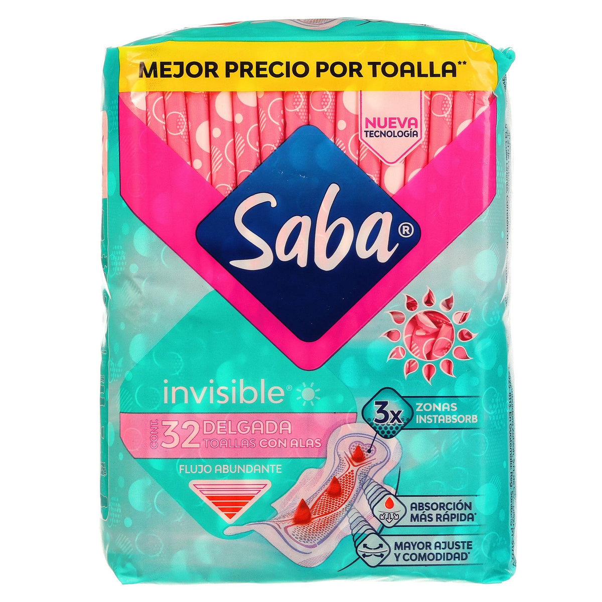 Toallas Femeninas Saba Invisible Buenos Días Delgada Con Alas 32 Pieza ...