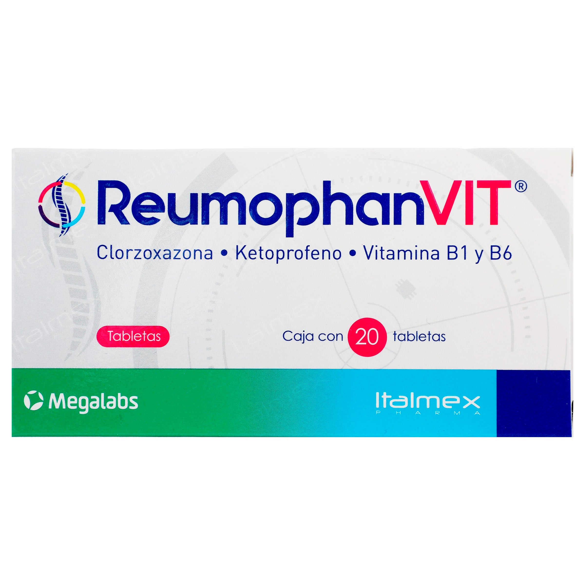 Reumophan Vit 250Mg/50Mg/50Mg/50Mg Con 20 Tabletas (Clorz/Ketop/Tiamina/Pirido) 1 - 7501022101681