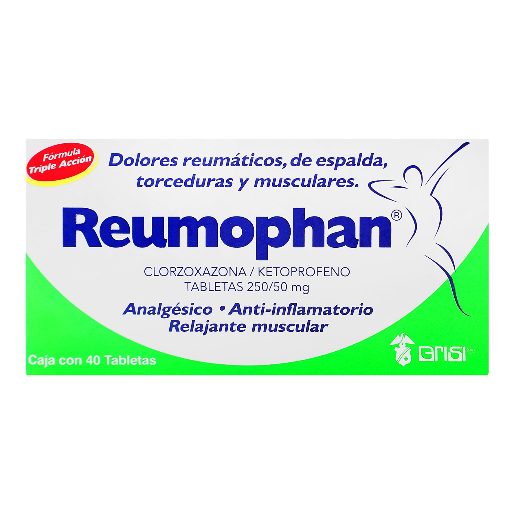 Reumophan 250Mg/50Mg Con 40 Tabletas (Clorzoxazona/Ketoprofeno) 1 - 7501022101193