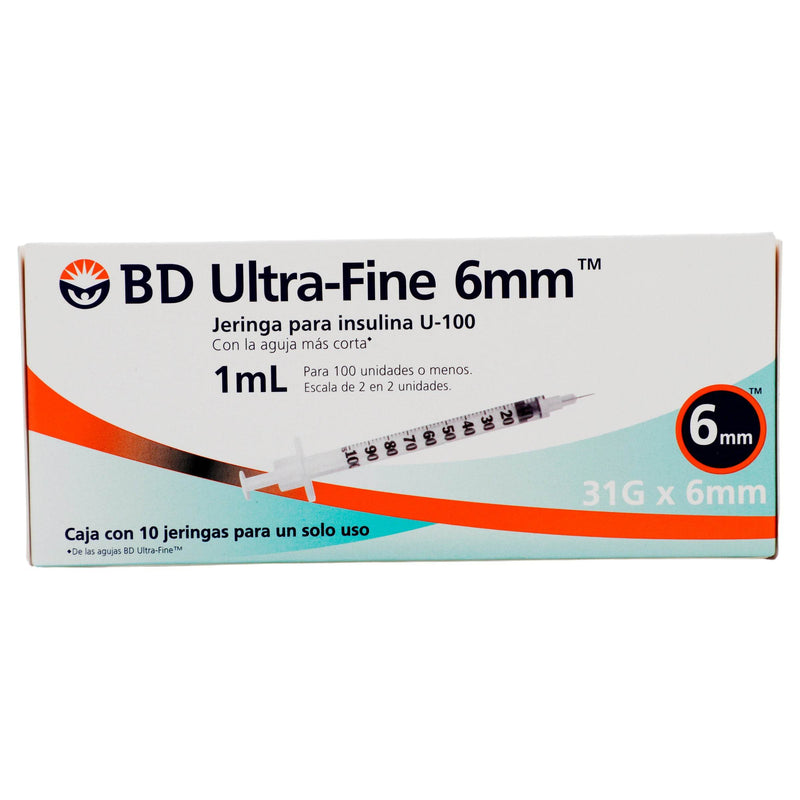 Jeringa Insulina Ultrafine Bd 1Ml 31Gx6Mm Con 10 - WeCare Pharma
