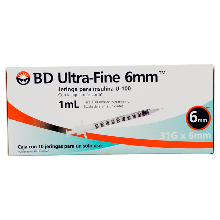 Jeringa Insulina Ultrafine Bd 1Ml 31Gx6Mm Con 10 - WeCare Pharma