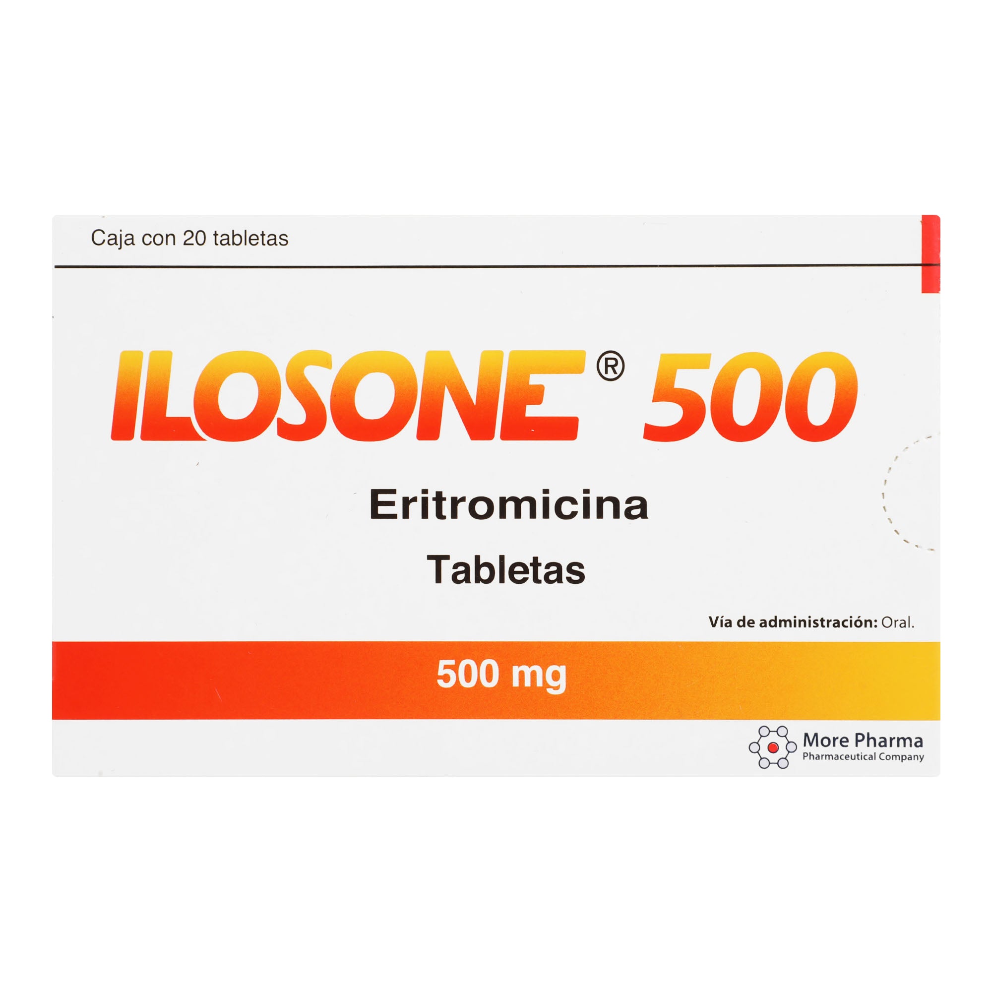 Ilosone 500 500Mg Con 20 Tabletas (Eritromicina) 1 - 7501082203318