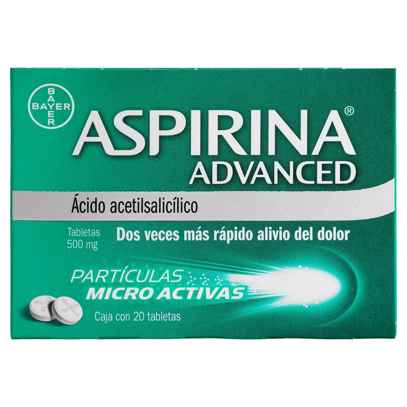 Aspirina Advanced 500Mg Con 20 Tabletas (Acido Acetilsalicilico) - WeCare Pharma