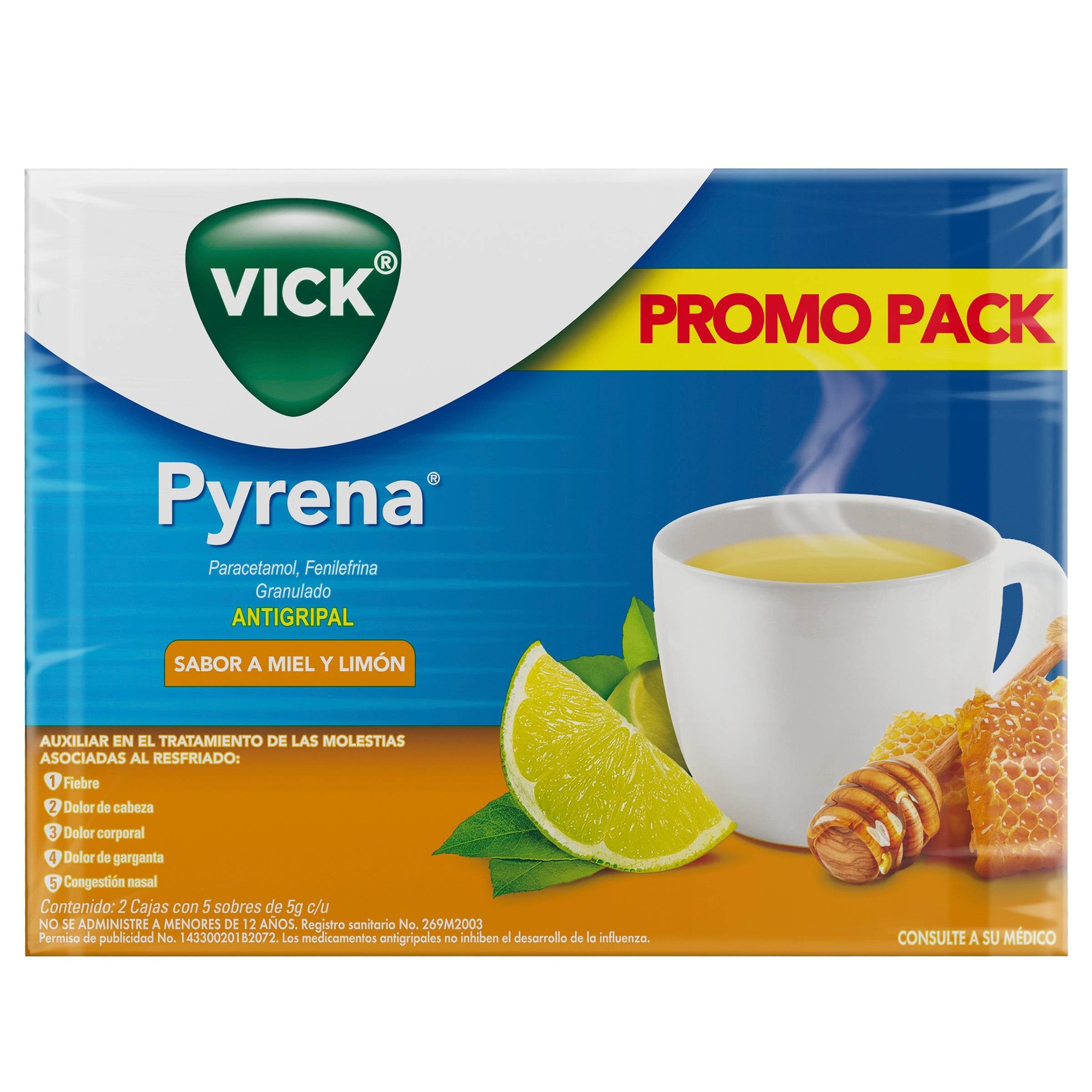 Vick Pyrena Sobres 500Mg/10Mg 5G Con 10 (Paracetamol/Fenilefrina ...