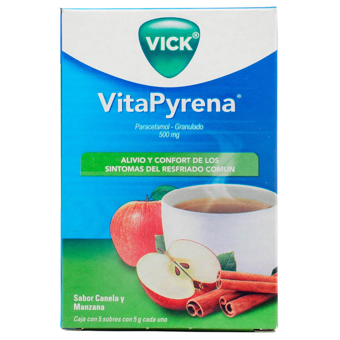 Vick Vitapyrena Sobres 500Mg/10Mg Manzana Canela 5G Con 5 (Paracetamol/Fenilefrina) - WeCare Pharma