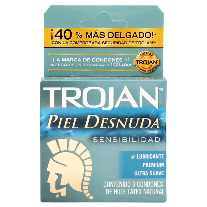 Condón Trojan Piel Desnuda Sensibilidad Con 3 - WeCare Pharma