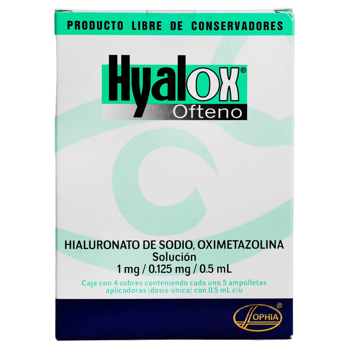 Hyalox Ofteno Gotas 1Mg/0.125Mg/0.5Ml Con 20 (Hialunorato De Sodio/Oximetazolina) - WeCare Pharma