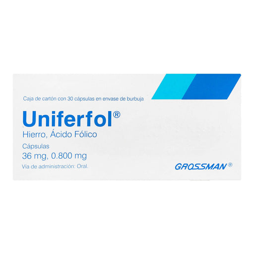 Uniferfol 36Mg/0.8Mg Con 30 Capsulas (Hierro/Acido Folico) - WeCare Pharma