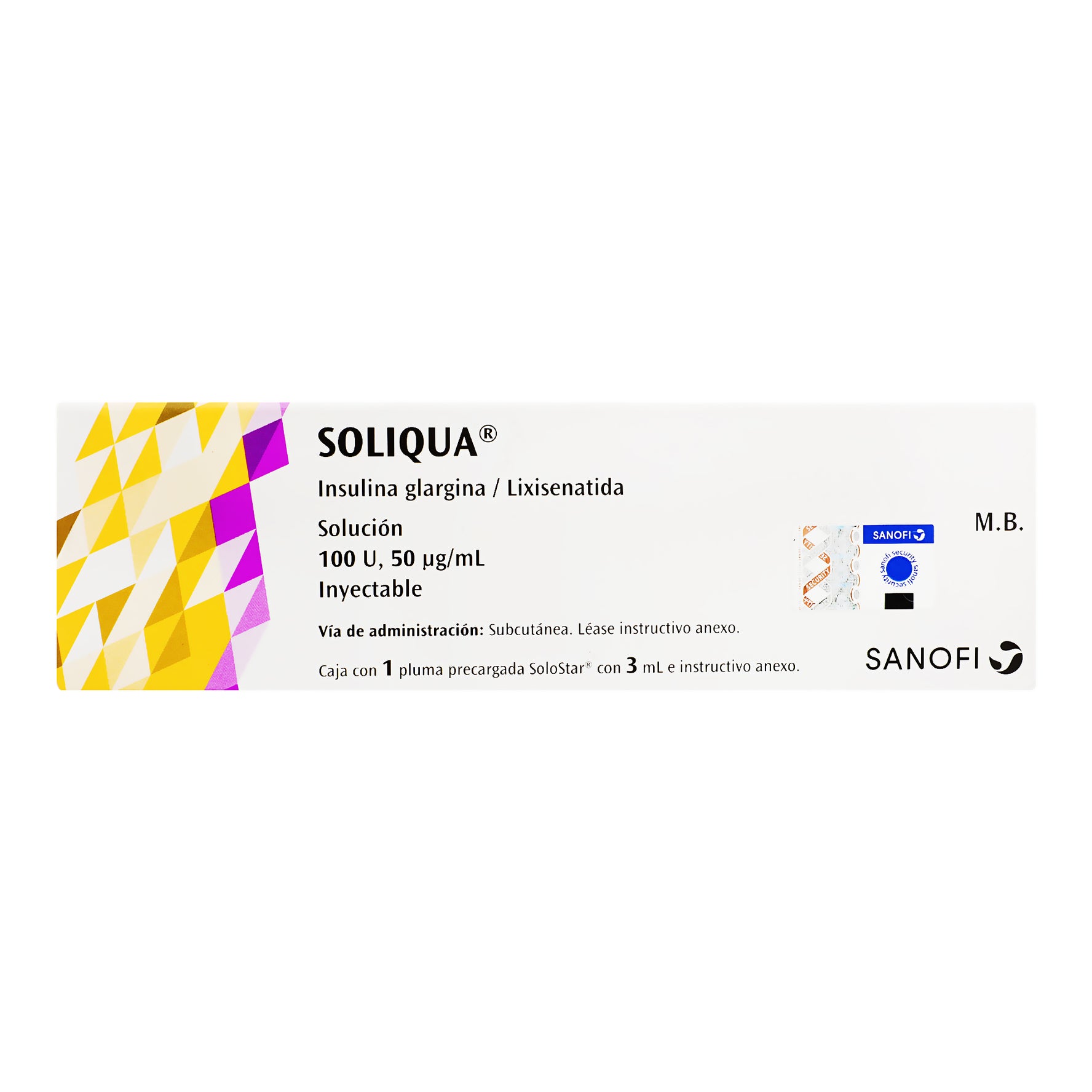 Soliqua Pluma 100Unid/Ml 3Ml Con 1 (Insulina Glargina) 1 - 7501165011991