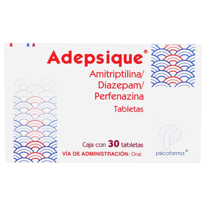 Adepsique (Amitriptilina/Diazepam/Perfenazina) Tabletas 10Mg/3Mg/2Mg Con 30 - WeCare Pharma