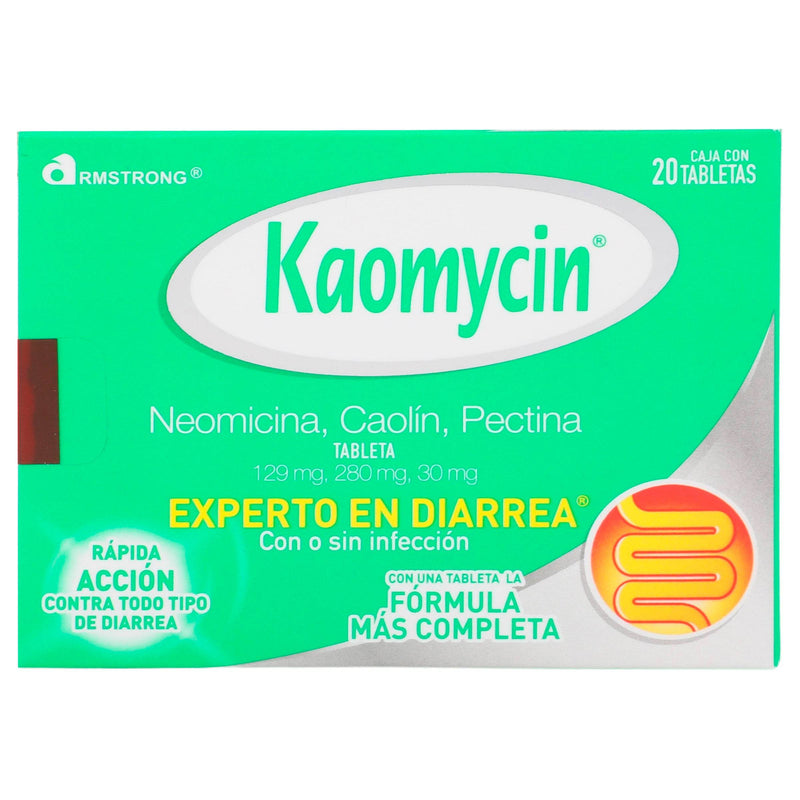 Kaomycin 129Mg/280Mg/30Mg Con 20 Tabletas (Neomicina/Caolin/Pectina) - WeCare Pharma