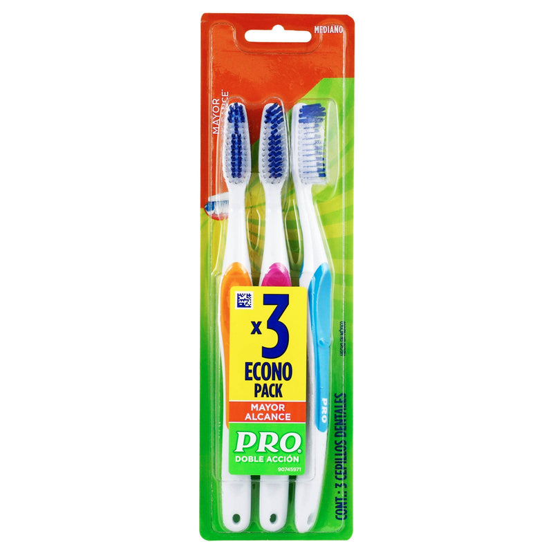 Cepillo Dental Mediano Pro-Doble Accion Con 3 - WeCare Pharma