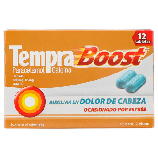 Tempra Boost 500Mg/65Mg Con 12 Tabletas (Paracetamol/Cafeina) - WeCare Pharma