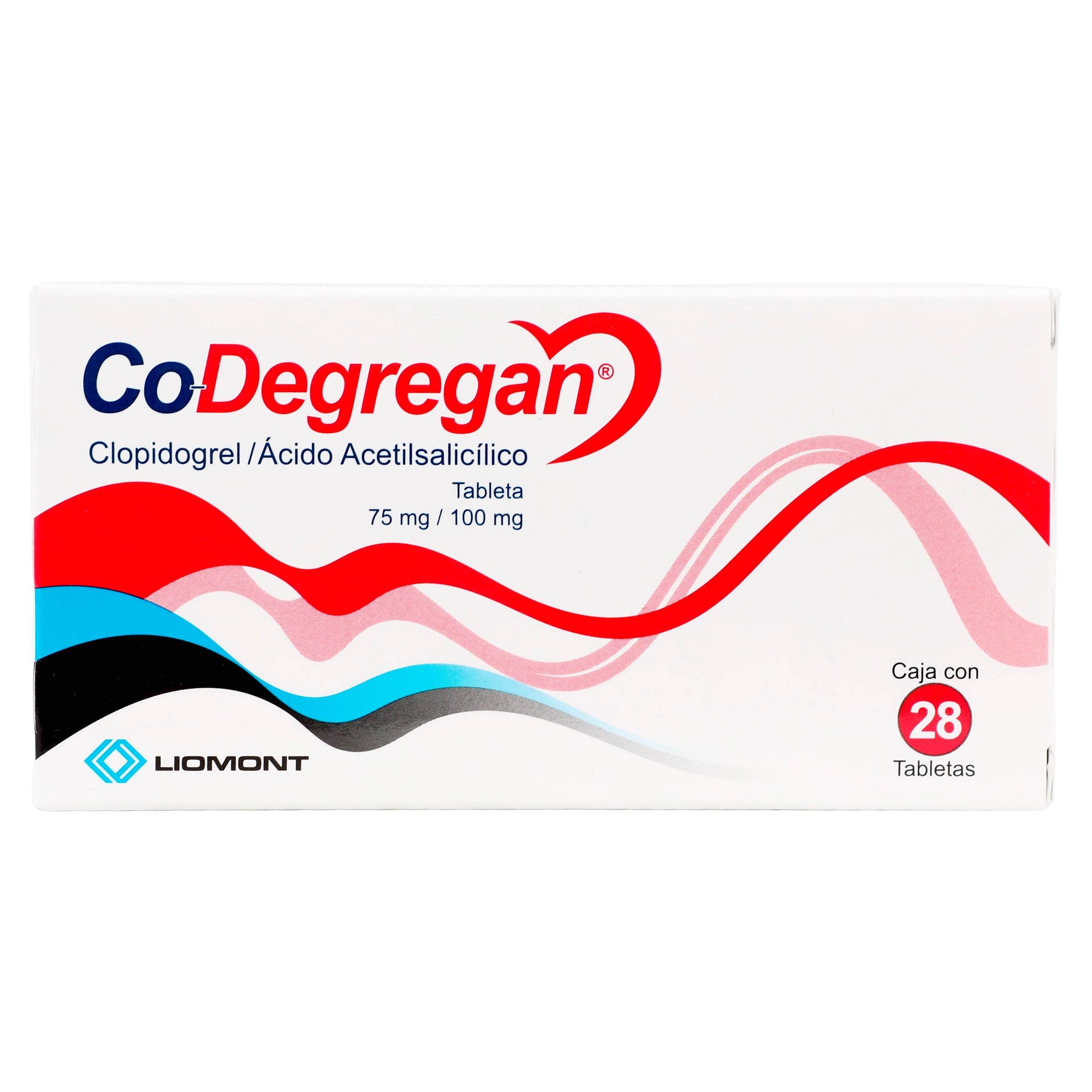 Co-Degregan 75Mg/100Mg Con 28 Tabletas (Clopidogrel/Acido Acetilsalici