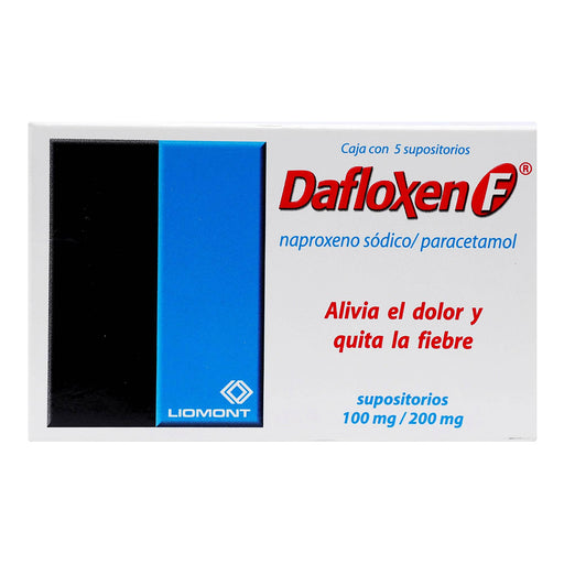 Dafloxen F Supositorio 100Mg/200Mg Con 5 (Naproxeno/Paracetamol) - WeCare Pharma