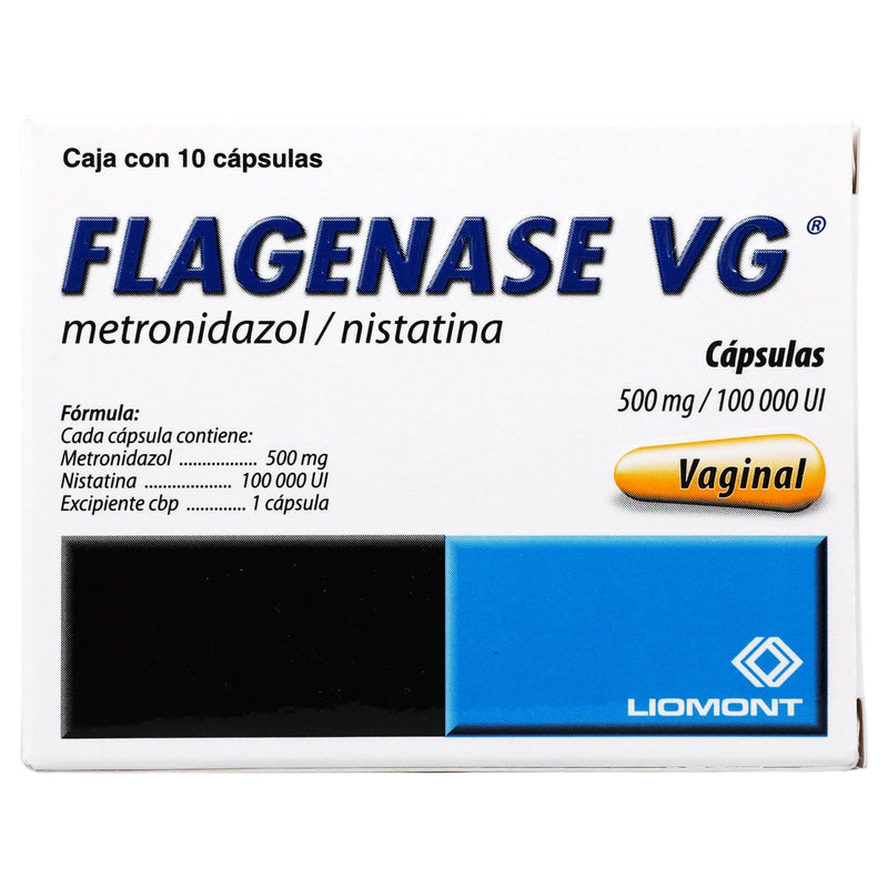Flagenase Vg Vaginal 500Mg/100000Unid Con 10 Capsulas (Metronidazol/Nistatina) - WeCare Pharma