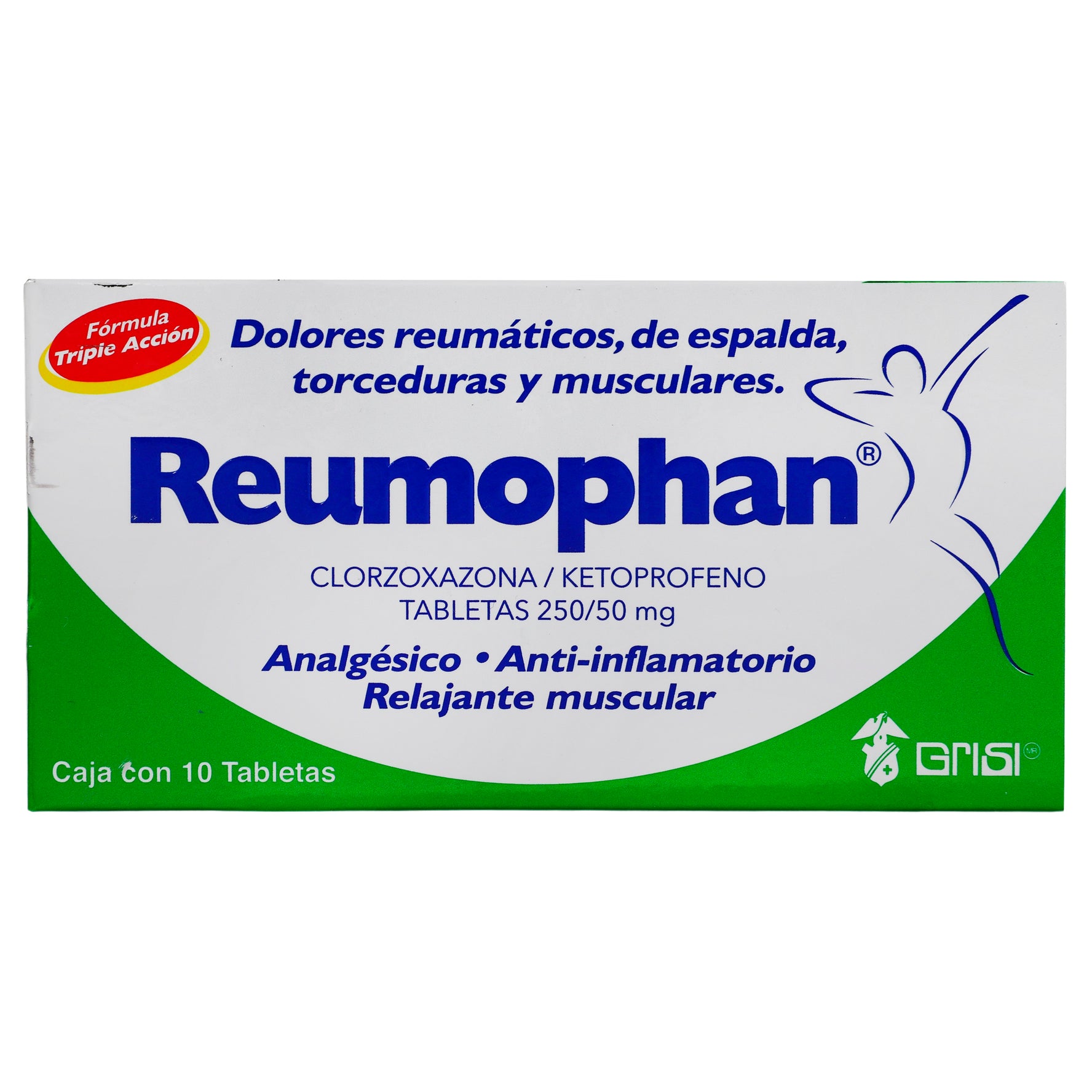 Reumophan 50Mg/250Mg Con 10 Tabletas (Clorzoxazona/Ketoprofeno) 1 - 7501022101360