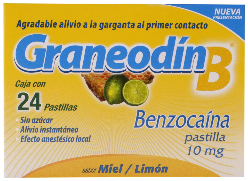 Graneodin B Pastillas 10Mg Miel Con 24 (Benzocaina) - WeCare Pharma