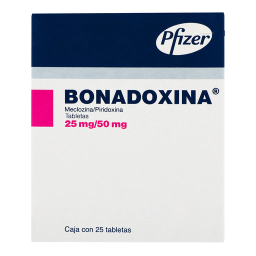 Bonadoxina 25/50Mg Con 25 Tabletas (Meclizina/Piridoxina) 1 - 7501287678034