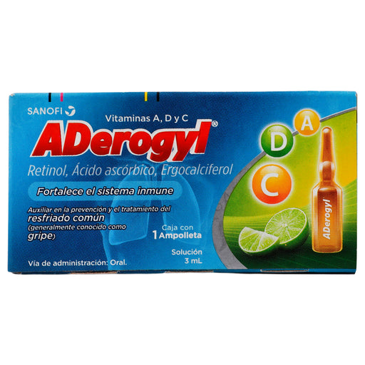 Aderogyl 3Ml Con 1 Ampulas (Retinol/Ac Ascorbico/Ergocalciferol) 1 - 7501174600117