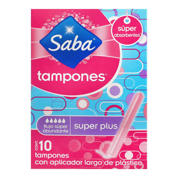 Tampones Saba Super Plus V-Largo Con 10 - WeCare Pharma