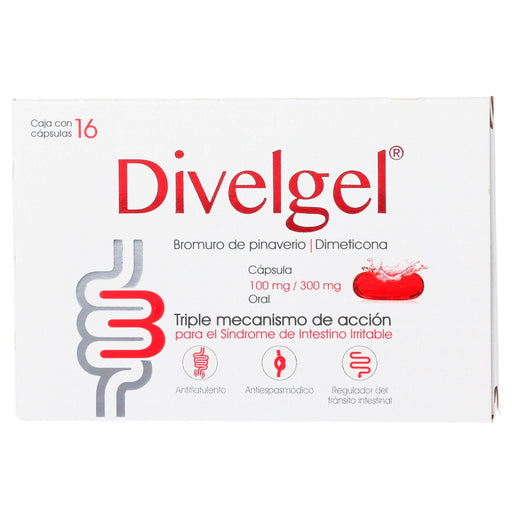 Divelgel 100Mg/300Mg Con 16 Tabletas (Bromuro De Pinaverio/ Dimeticona) - WeCare Pharma
