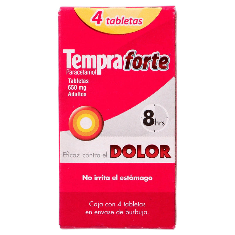 Tempra Forte 650Mg Con 4 Tabletas (Paracetamol) - WeCare Pharma