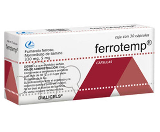 Ferrotemp 330Mg/5Mg Con 30 Capsulas (Fumarato Ferroso/Tiamina) - WeCare Pharma