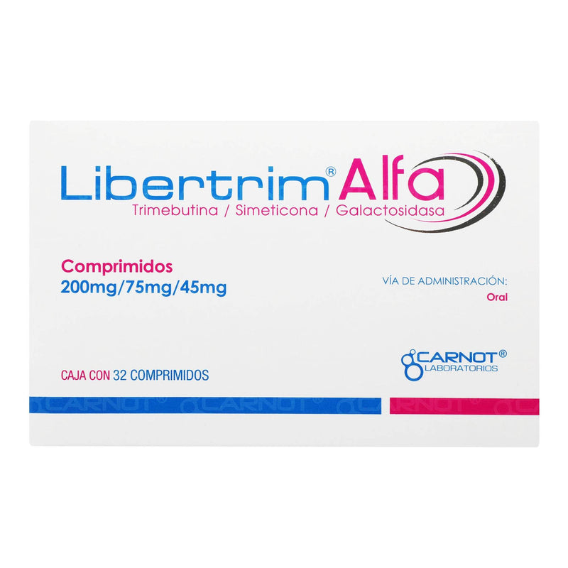 Libertrim Alfa 200Mg/75Mg/45Mg Con 32 Tabletas (Trimebutina/Simeticona/Galactosidasa) - WeCare Pharma