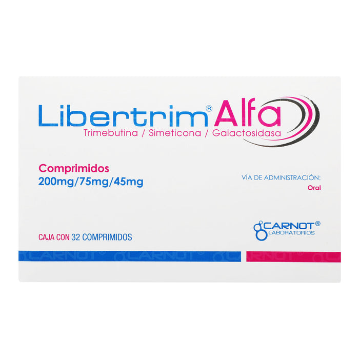 Libertrim Alfa 200Mg/75Mg/45Mg Con 32 Tabletas (Trimebutina/Simeticona/Galactosidasa) 1 - 7501124182885