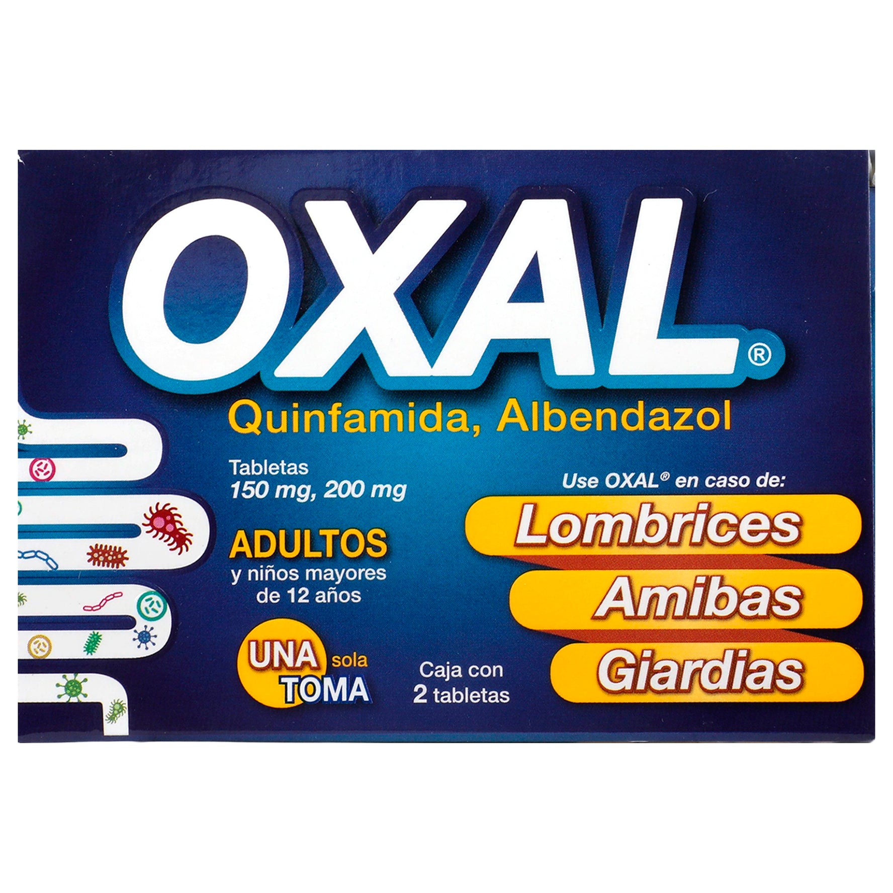 Oxal 150Mg/200Mg Con 2 Tabletas (Quinfamida/Albendazol) 1 - 7501086301041