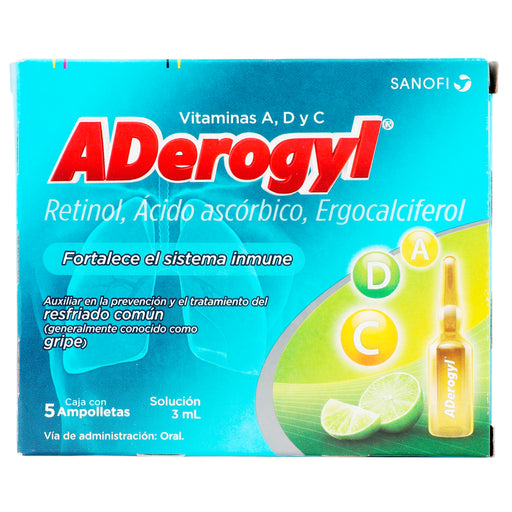 Aderogyl 3Ml Con 5 Ampulas (Retinol/Ac Ascorbico/Ergocalcifenol) 1 - 7501165003040