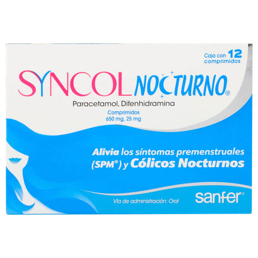 Syncol Nocturno 650Mg/25Mg Con 12 Comprimidos (Paracetamol/Difenhidramina) - WeCare Pharma