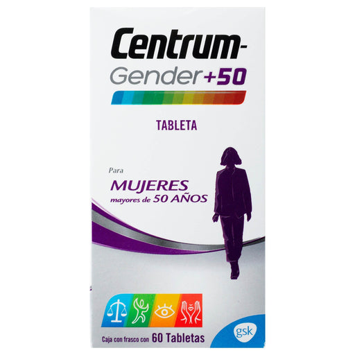 Centrum-Gender+50 Mujer Con 60 Tabletas (Multivitaminico) - WeCare Pharma