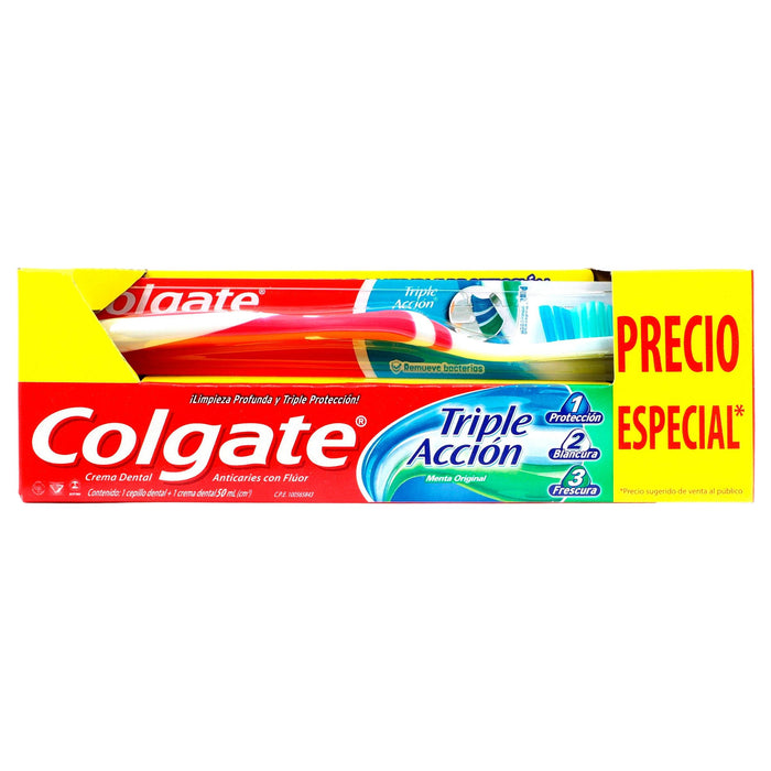 Cepillo Dental Colgate Triple Acción + Crema Dentral 50Ml - WeCare Pharma