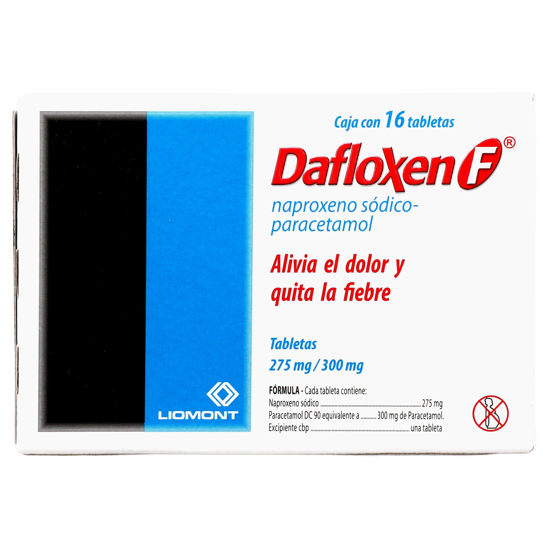 Dafloxen F 275Mg/300Mg Con 16 Tabletas (Naproxeno/Paracetamol) 1 - 7501299300909