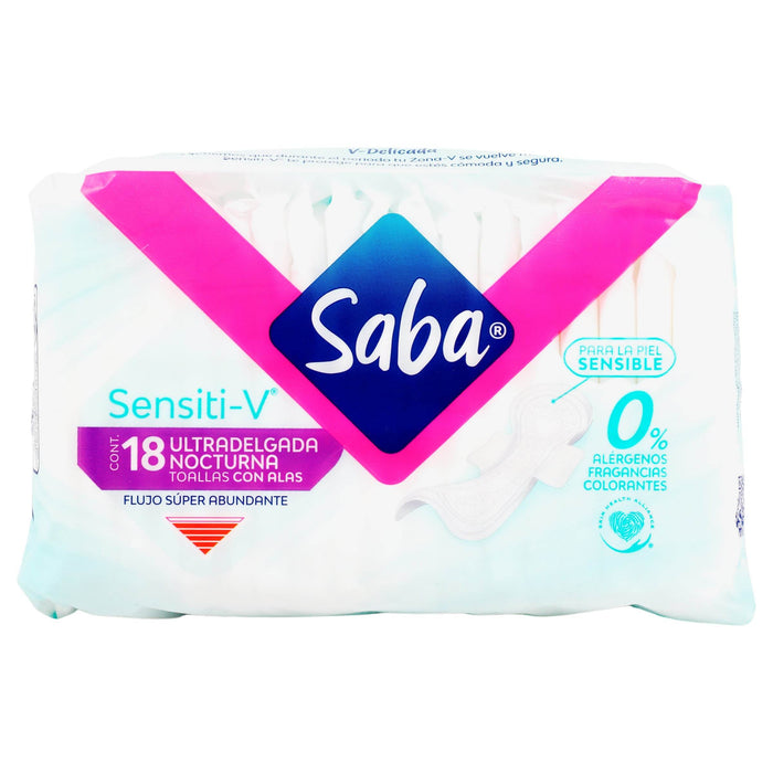 Toallas Saba Sensiti-V Nocturnas Con 18 - WeCare Pharma