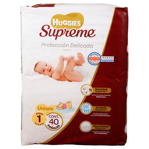 Pañal Huggies Supreme Unisex E1 Con 40 - WeCare Pharma