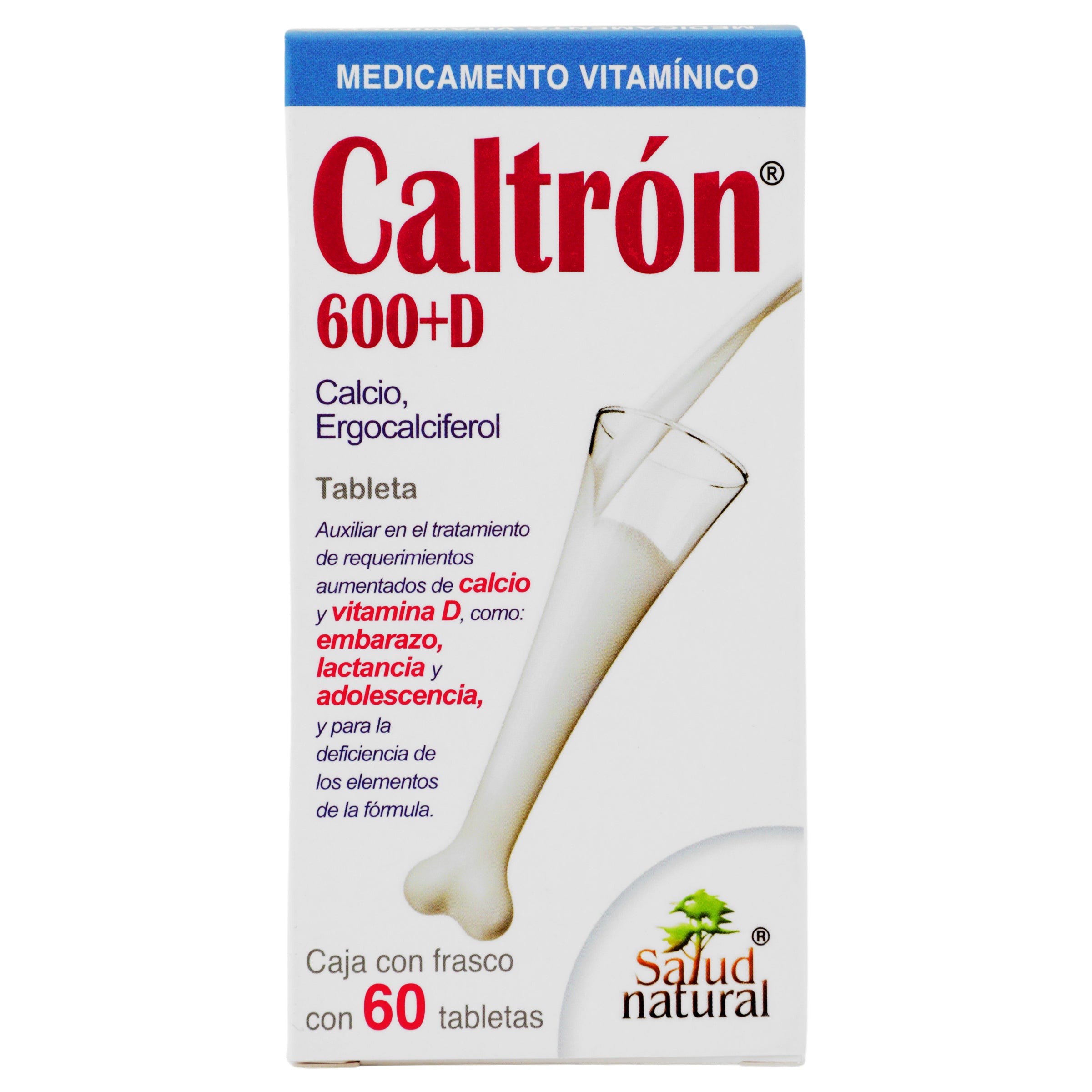 Caltron 600+D Con 60 Tabletas (Calcio/Ergocalciferol) 1 - 714908100099