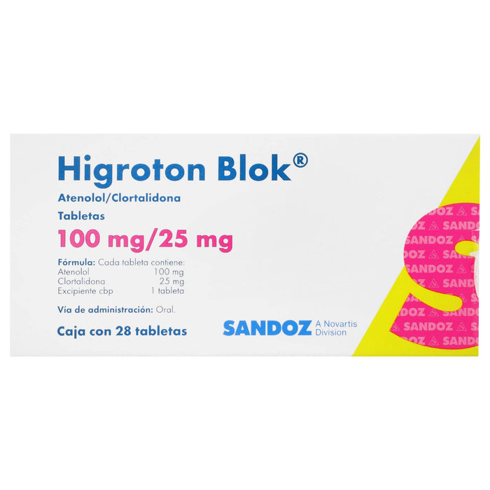 Higroton Blok 100Mg/25Mg Con 28 Tabletas (Atenolol/Clortalidona) - WeCare Pharma
