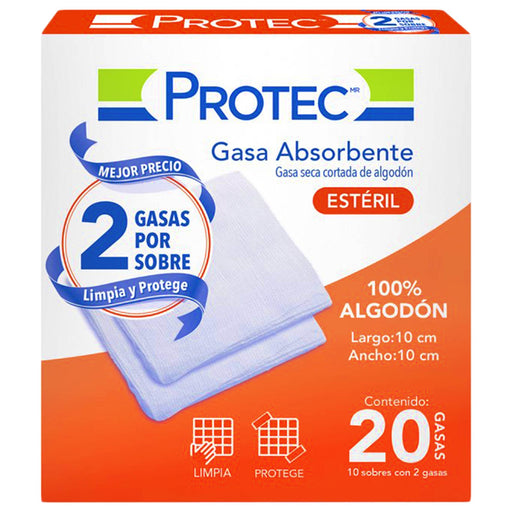 Gasa Estéril Protec 10X10Cm Con 20 - WeCare Pharma