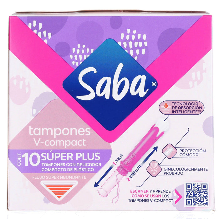 Tampones Saba Súper Plus V-Compacto Con 10 - WeCare Pharma