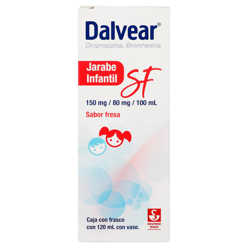 Dalvear Sf Inf Jarabe 150Mg/80Mg/100Ml 200Ml Fresa (Dropropizina/Bromhexina) - WeCare Pharma