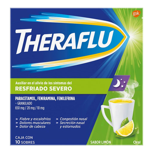 Theraflu Sobres 650Mg/20Mg/10Mg Con 10 Limon (Paracetamol/Feniramina/Fenilefrina) - WeCare Pharma