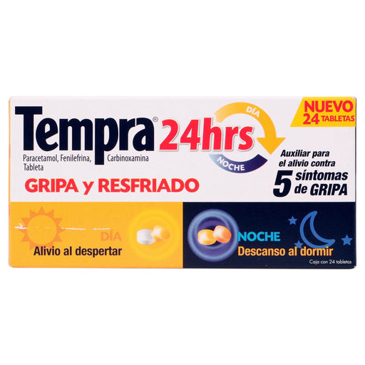 Tempra 24Hrs 400Mg/20Mg Con 24 Tabletas (Paracetamol/Fenilefrina/Carbinoxamina) - WeCare Pharma
