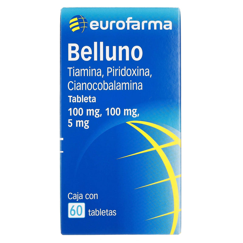 Belluno 100Mg/100Mg/5Mg Con 60 Tabletas (Tiamina/Piridoxina/Cianocobalamina) - WeCare Pharma