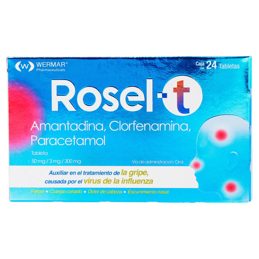 Rosel T 50Mg/3/300Mg Con 24 Tabletas (Amantadina/Clorfenamina/Paracetamol) - WeCare Pharma